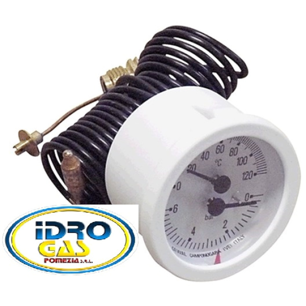 TERMOIDROMETRO 0-120 0-6 BAR D.52