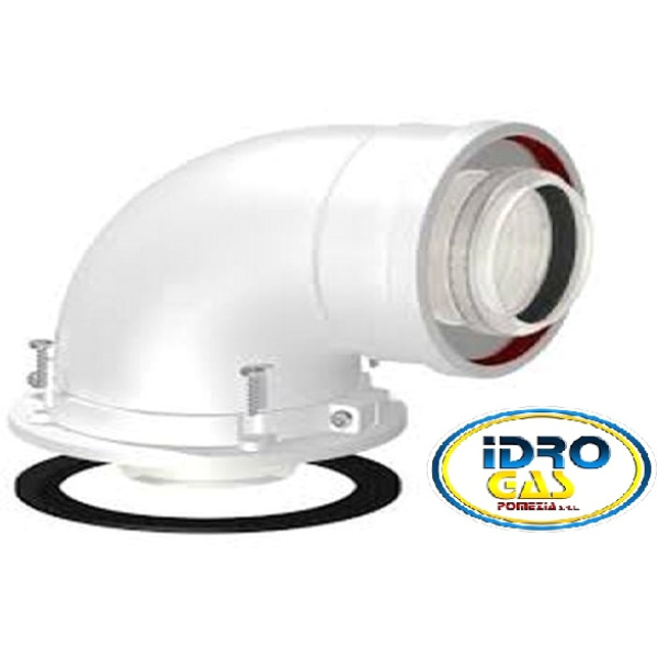 CURVA COASSIALE 60/100 CON FLANGIA CONDENSAZIONE